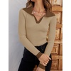 image:imageZESICA Womens Fall Long Sleeve Sweaters Casual Knitted TopsKhaki