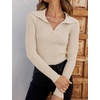 image:imageZESICA Womens Fall Long Sleeve Sweaters Casual Knitted TopsSand