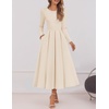image:imageZESICA Womens Fall Long Sleeve Wedding Guest Formal Midi DressApricot