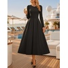 image:imageZESICA Womens Fall Long Sleeve Wedding Guest Formal Midi DressBlack
