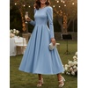 image:imageZESICA Womens Fall Long Sleeve Wedding Guest Formal Midi DressBlue