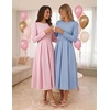 image:imageZESICA Womens Fall Long Sleeve Wedding Guest Formal Midi DressBlue
