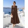 image:imageZESICA Womens Fall Long Sleeve Wedding Guest Formal Midi DressBrown