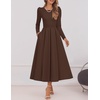 image:imageZESICA Womens Fall Long Sleeve Wedding Guest Formal Midi DressBrown