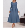 image:imageZESICA Womens Fall Long Sleeve Wedding Guest Formal Midi DressGreyblue