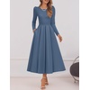 image:imageZESICA Womens Fall Long Sleeve Wedding Guest Formal Midi DressGreyblue