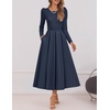 image:imageZESICA Womens Fall Long Sleeve Wedding Guest Formal Midi DressNavy