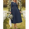image:imageZESICA Womens Fall Long Sleeve Wedding Guest Formal Midi DressNavy
