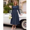 image:imageZESICA Womens Fall Long Sleeve Wedding Guest Formal Midi DressNavy