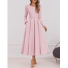image:imageZESICA Womens Fall Long Sleeve Wedding Guest Formal Midi DressPink