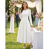 image:imageZESICA Womens Fall Long Sleeve Wedding Guest Formal Midi DressWhite