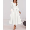image:imageZESICA Womens Fall Long Sleeve Wedding Guest Formal Midi DressWhite
