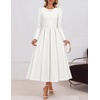 image:imageZESICA Womens Fall Long Sleeve Wedding Guest Formal Midi DressWhite