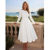 image:imageZESICA Womens Fall Long Sleeve Wedding Guest Formal Midi DressWhite