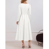 image:imageZESICA Womens Fall Long Sleeve Wedding Guest Formal Midi DressWhite