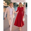 image:imageZESICA Womens Fall Long Sleeve Wedding Guest Formal Midi DressWine