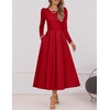 image:imageZESICA Womens Fall Long Sleeve Wedding Guest Formal Midi DressWine
