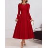 image:imageZESICA Womens Fall Long Sleeve Wedding Guest Formal Midi DressWine