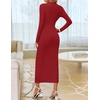image:imageZESICA Womens Fall Long Sleeve Wedding Guest Midi DressesBurgundy