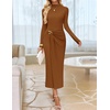 image:imageZESICA Womens Fall Long Sleeve Wedding Guest Midi DressesCaramel