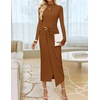 image:imageZESICA Womens Fall Long Sleeve Wedding Guest Midi DressesCaramel