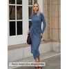 image:imageZESICA Womens Fall Long Sleeve Wedding Guest Midi DressesDustyblue