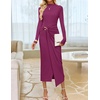 image:imageZESICA Womens Fall Long Sleeve Wedding Guest Midi DressesEggplant
