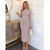 image:imageZESICA Womens Fall Long Sleeve Wedding Guest Midi DressesLight Khaki