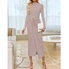 image:imageZESICA Womens Fall Long Sleeve Wedding Guest Midi DressesLight Khaki