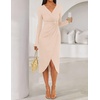 image:imageZESICA Womens Fall Long Sleeve Wrap Bodycon Cocktail Party DressesApricot
