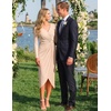 image:imageZESICA Womens Fall Long Sleeve Wrap Bodycon Cocktail Party DressesApricot