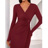 image:imageZESICA Womens Fall Long Sleeve Wrap Bodycon Cocktail Party DressesBurgundy