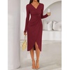 image:imageZESICA Womens Fall Long Sleeve Wrap Bodycon Cocktail Party DressesBurgundy