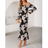 image:imageZESICA Womens Fall Off Shoulder Floral Wedding Guest Maxi DressesBlack
