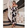 image:imageZESICA Womens Fall Off Shoulder Floral Wedding Guest Maxi DressesBlack