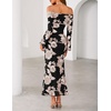 image:imageZESICA Womens Fall Off Shoulder Floral Wedding Guest Maxi DressesBlack