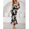 image:imageZESICA Womens Fall Off Shoulder Floral Wedding Guest Maxi DressesBlack