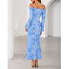 image:imageZESICA Womens Fall Off Shoulder Floral Wedding Guest Maxi DressesBlue