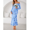 image:imageZESICA Womens Fall Off Shoulder Floral Wedding Guest Maxi DressesBlue