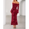 image:imageZESICA Womens Fall Off Shoulder Floral Wedding Guest Maxi DressesRed