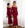 image:imageZESICA Womens Fall Off Shoulder Floral Wedding Guest Maxi DressesRed