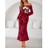 image:imageZESICA Womens Fall Off Shoulder Floral Wedding Guest Maxi DressesRed
