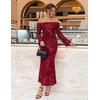 image:imageZESICA Womens Fall Off Shoulder Floral Wedding Guest Maxi DressesRed