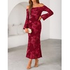 image:imageZESICA Womens Fall Off Shoulder Floral Wedding Guest Maxi DressesRed
