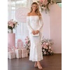 image:imageZESICA Womens Fall Off Shoulder Floral Wedding Guest Maxi DressesWhite