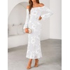 image:imageZESICA Womens Fall Off Shoulder Floral Wedding Guest Maxi DressesWhite