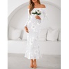 image:imageZESICA Womens Fall Off Shoulder Floral Wedding Guest Maxi DressesWhite