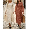 image:imageZESICA Womens Fall Wedding Guest Long Sleeve Boho Midi DressApricot