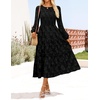 image:imageZESICA Womens Fall Wedding Guest Long Sleeve Boho Midi DressBlack