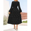image:imageZESICA Womens Fall Wedding Guest Long Sleeve Boho Midi DressBlack